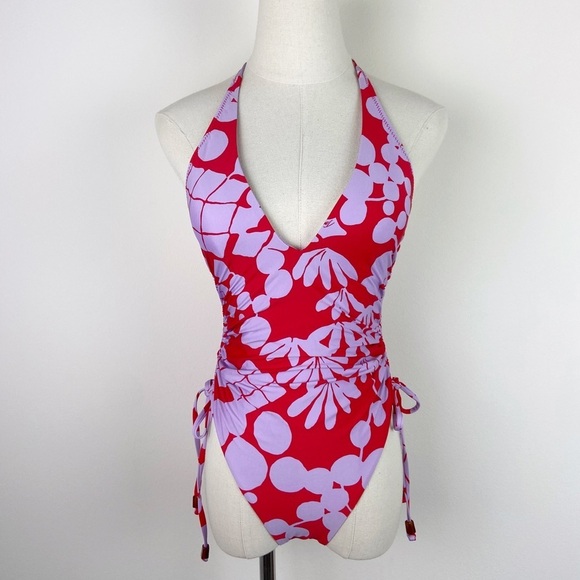 Trina Turk Red and Purple Floral One-Piece Swimsuit - Picture 2 of 12
